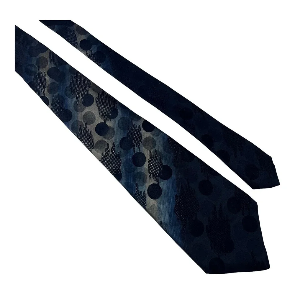 LANVIN Blue w/ Circle Abstract Print Pure‎ Silk Neck Tie Mens Size 4